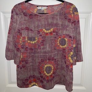 Trina Turk Silk Printed Blouse Medium Purple